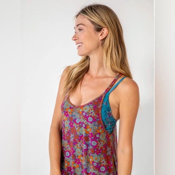 Natural Life Lucy Jumpsuit Size L Floral Flowy Boho Oversized Comfy EUC Cottage - Picture 2 of 9